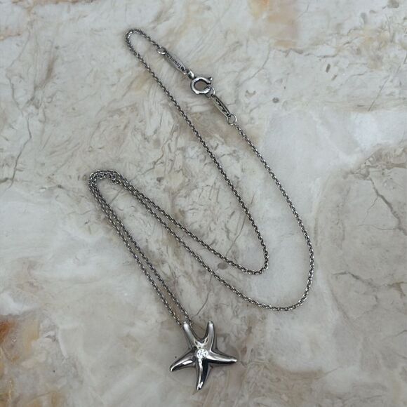 Tiffany & Co. Elsa Peretti Starfish Diamond Sterling Silver Necklace - Picture 6 of 15